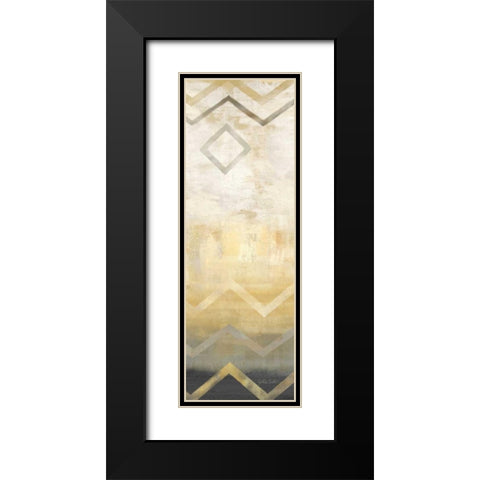 Abstract Waves Black-Gold Panel I Black Modern Wood Framed Art Print with Double Matting by Coulter, Cynthia