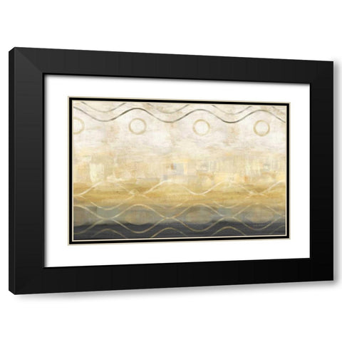 Abstract Waves Black-Gold Landscape Black Modern Wood Framed Art Print with Double Matting by Coulter, Cynthia