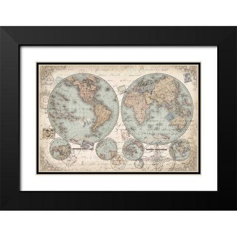 World Hemispheres landscape Black Modern Wood Framed Art Print with Double Matting by Tre Sorelle Studios