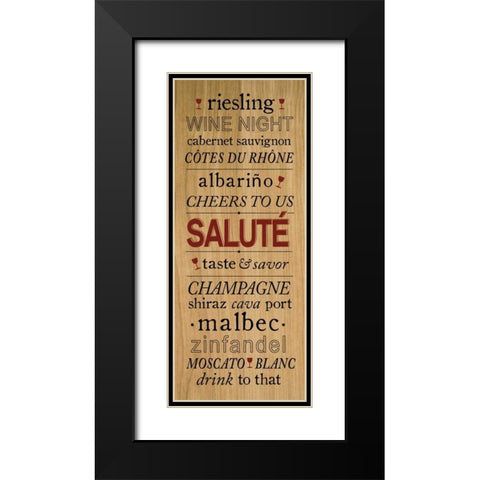 Wine Words I  Black Modern Wood Framed Art Print with Double Matting by h.artworks