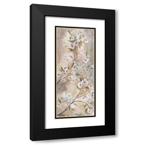 Cherry Blossoms Taupe Panel I  Black Modern Wood Framed Art Print with Double Matting by Tre Sorelle Studios