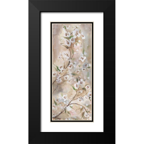 Cherry Blossoms Taupe Panel I  Black Modern Wood Framed Art Print with Double Matting by Tre Sorelle Studios