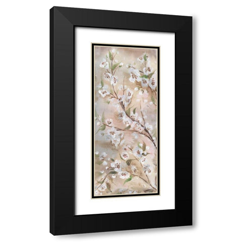 Cherry Blossoms Taupe Panel I  Black Modern Wood Framed Art Print with Double Matting by Tre Sorelle Studios