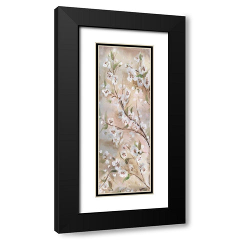 Cherry Blossoms Taupe Panel II  Black Modern Wood Framed Art Print with Double Matting by Tre Sorelle Studios