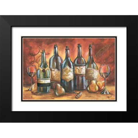 Red and Gold Wine Landscape  Black Modern Wood Framed Art Print with Double Matting by Tre Sorelle Studios