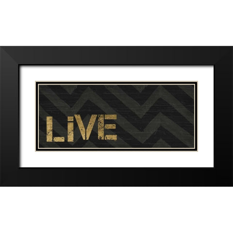 Chevron Sentiments Black and Gold Panel I  Black Modern Wood Framed Art Print with Double Matting by h.artworks