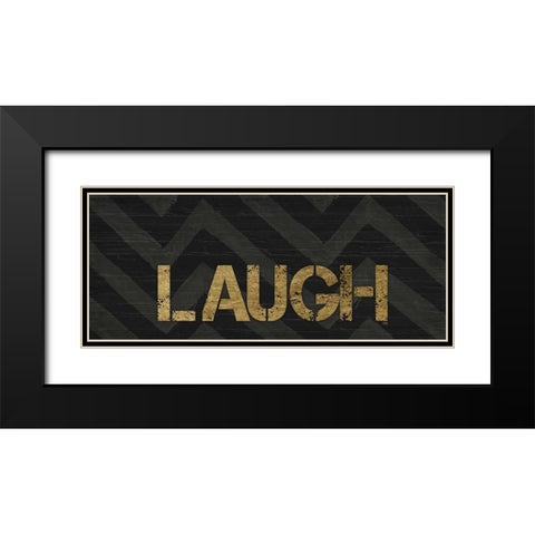 Chevron Sentiments Black and Gold Panel II  Black Modern Wood Framed Art Print with Double Matting by h.artworks