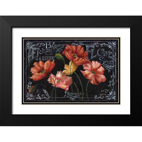 Flowers in Bloom Chalkboard Landscape  Black Modern Wood Framed Art Print with Double Matting by Tre Sorelle Studios