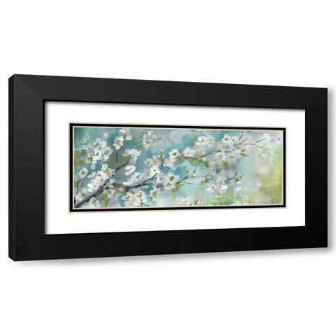 Cherry Blossoms Branch Panel Black Modern Wood Framed Art Print with Double Matting by Tre Sorelle Studios
