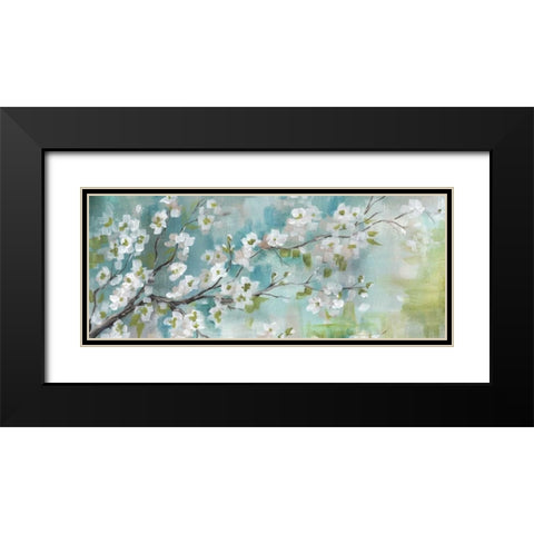 Cherry Blossoms Branch Panel Black Modern Wood Framed Art Print with Double Matting by Tre Sorelle Studios