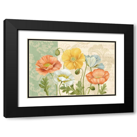 Pastel Poppies Multi Landscape Black Modern Wood Framed Art Print with Double Matting by Gladding, Pamela