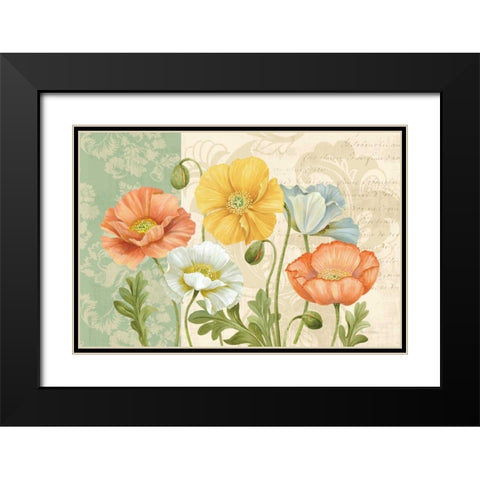 Pastel Poppies Multi Landscape Black Modern Wood Framed Art Print with Double Matting by Gladding, Pamela