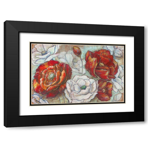 Red and White Poppies Landscape Black Modern Wood Framed Art Print with Double Matting by Tre Sorelle Studios