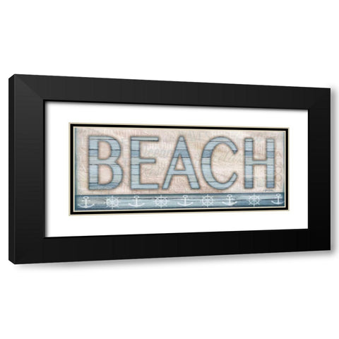 Driftwood Beach Sign I Black Modern Wood Framed Art Print with Double Matting by Killeen, Jen