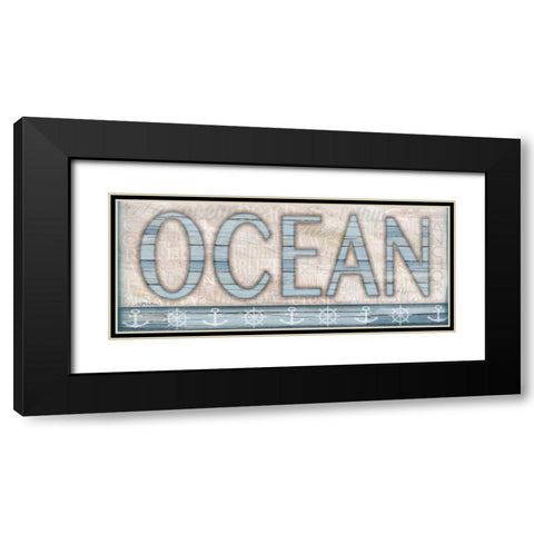 Driftwood Beach Sign II Black Modern Wood Framed Art Print with Double Matting by Killeen, Jen