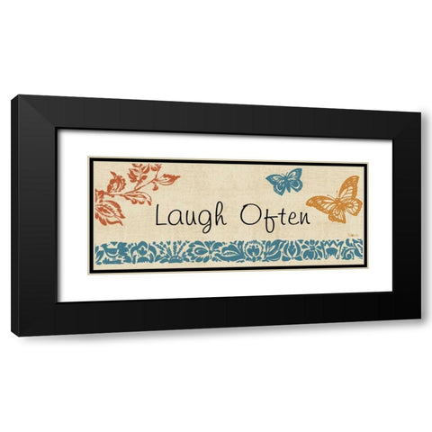 Blue Indigo Sentiment Panel I Black Modern Wood Framed Art Print with Double Matting by Studio Nova