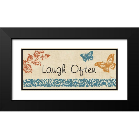 Blue Indigo Sentiment Panel I Black Modern Wood Framed Art Print with Double Matting by Studio Nova