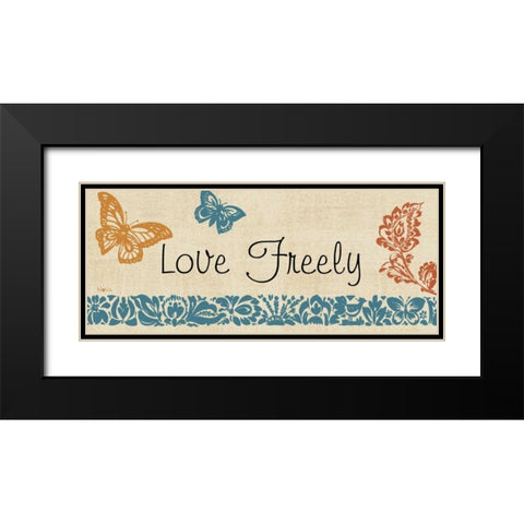 Blue Indigo Sentiment Panel II Black Modern Wood Framed Art Print with Double Matting by Studio Nova