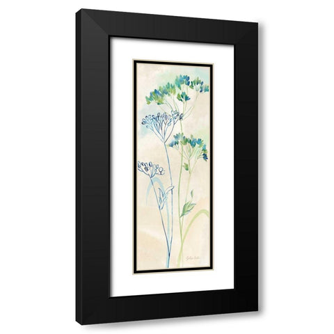 Indigo Wildflowers Panel II Black Modern Wood Framed Art Print with Double Matting by Coulter, Cynthia