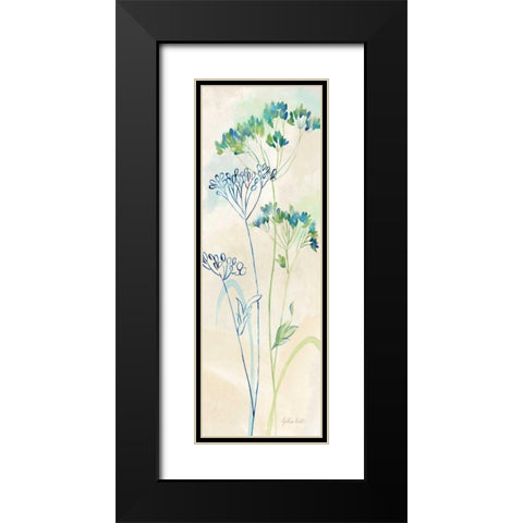Indigo Wildflowers Panel II Black Modern Wood Framed Art Print with Double Matting by Coulter, Cynthia