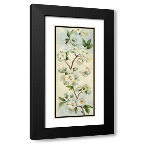 Cherry Bloom Panel I Black Modern Wood Framed Art Print with Double Matting by Gladding, Pamela