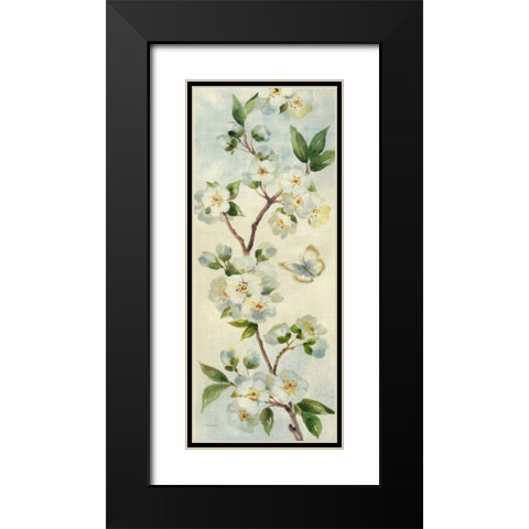 Cherry Bloom Panel I Black Modern Wood Framed Art Print with Double Matting by Gladding, Pamela