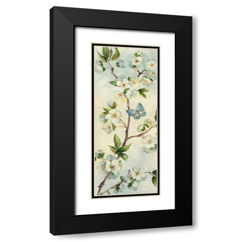 Cherry Bloom Panel II Black Modern Wood Framed Art Print with Double Matting by Gladding, Pamela