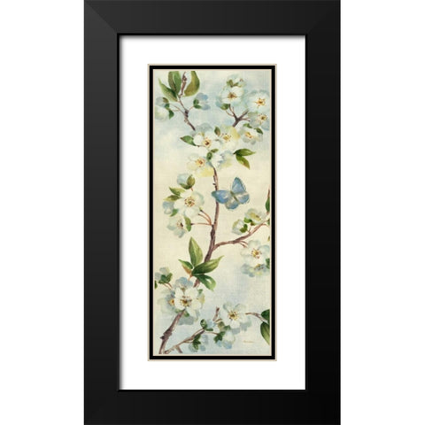 Cherry Bloom Panel II Black Modern Wood Framed Art Print with Double Matting by Gladding, Pamela