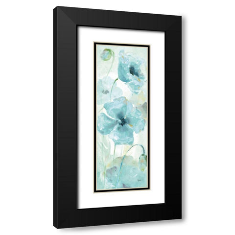 Watercolor Garden Blue Panel I Black Modern Wood Framed Art Print with Double Matting by Tre Sorelle Studios