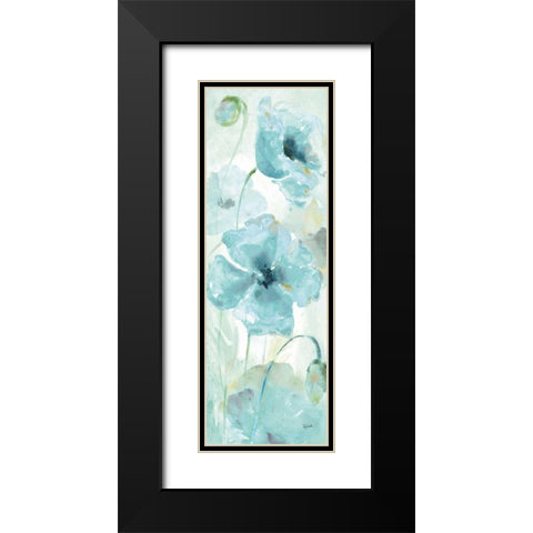 Watercolor Garden Blue Panel I Black Modern Wood Framed Art Print with Double Matting by Tre Sorelle Studios