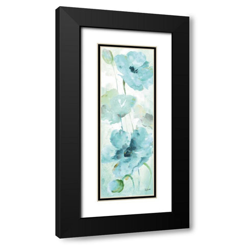 Watercolor Garden Blue Panel II Black Modern Wood Framed Art Print with Double Matting by Tre Sorelle Studios