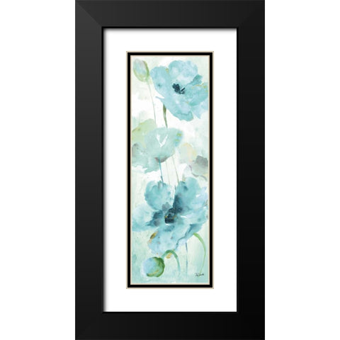 Watercolor Garden Blue Panel II Black Modern Wood Framed Art Print with Double Matting by Tre Sorelle Studios