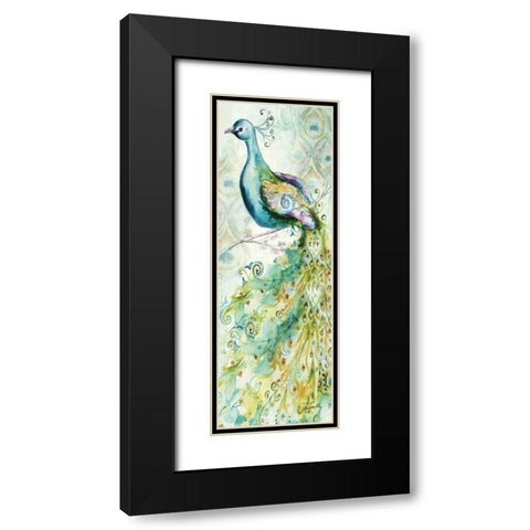 Bohemian Peacocks Panel II Black Modern Wood Framed Art Print with Double Matting by Tre Sorelle Studios