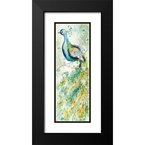 Bohemian Peacocks Panel II Black Modern Wood Framed Art Print with Double Matting by Tre Sorelle Studios