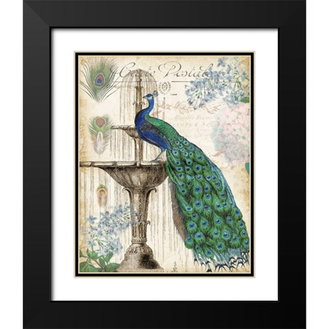 Vintage Peacocks II Black Modern Wood Framed Art Print with Double Matting by Tre Sorelle Studios