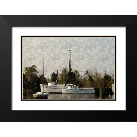 Shipyard Black Modern Wood Framed Art Print with Double Matting by Romita, Denise