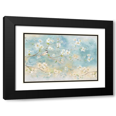 Dogwood Chickadee Black Modern Wood Framed Art Print with Double Matting by Coulter, Cynthia