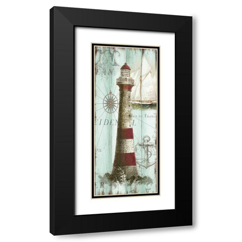 Antique La Mer Lighthouse Panel I Black Modern Wood Framed Art Print with Double Matting by Tre Sorelle Studios