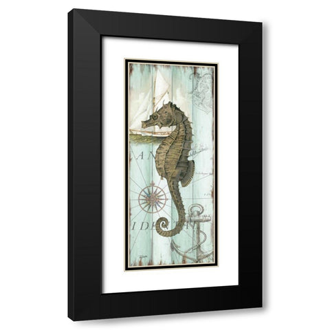 Antique La Mer Sea Creature Panel II Black Modern Wood Framed Art Print with Double Matting by Tre Sorelle Studios