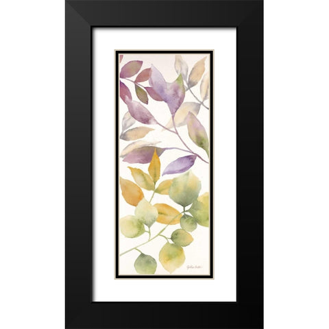 Watercolor Leaves Panel I Black Modern Wood Framed Art Print with Double Matting by Coulter, Cynthia