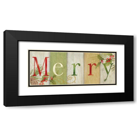 Merry Rustic Sign I Black Modern Wood Framed Art Print with Double Matting by Coulter, Cynthia