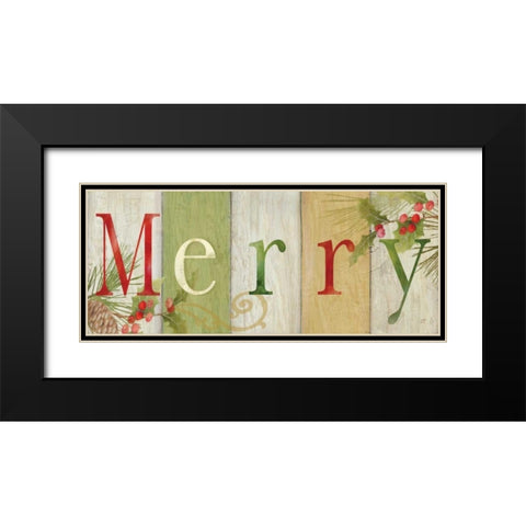 Merry Rustic Sign I Black Modern Wood Framed Art Print with Double Matting by Coulter, Cynthia