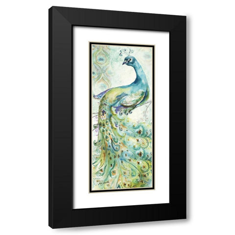 Bohemian Peacocks Panel I Black Modern Wood Framed Art Print with Double Matting by Tre Sorelle Studios