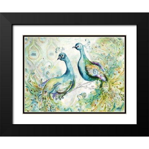 Bohemian Peacocks Landscape Black Modern Wood Framed Art Print with Double Matting by Tre Sorelle Studios