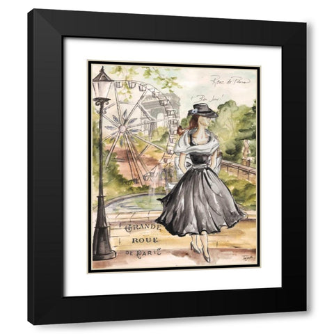 Springtime Paris Fashion II Black Modern Wood Framed Art Print with Double Matting by Tre Sorelle Studios