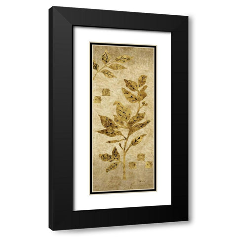 Gold Leaf Branches Panel I Black Modern Wood Framed Art Print with Double Matting by Nova, Studio