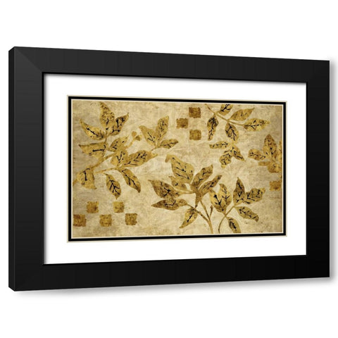 Gold Leaf Branches Landscape Black Modern Wood Framed Art Print with Double Matting by Nova, Studio