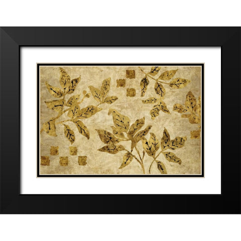 Gold Leaf Branches Landscape Black Modern Wood Framed Art Print with Double Matting by Nova, Studio