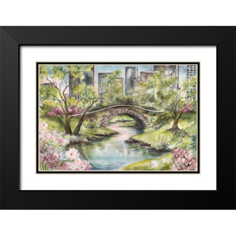 Central Park Springtime Black Modern Wood Framed Art Print with Double Matting by Tre Sorelle Studios