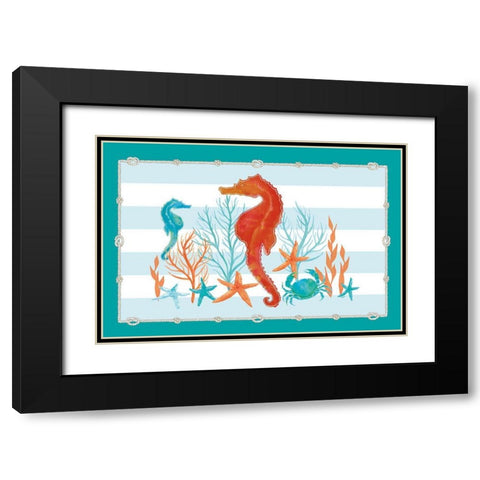 Coral Aqua I on Teal Black Modern Wood Framed Art Print with Double Matting by Reed, Tara